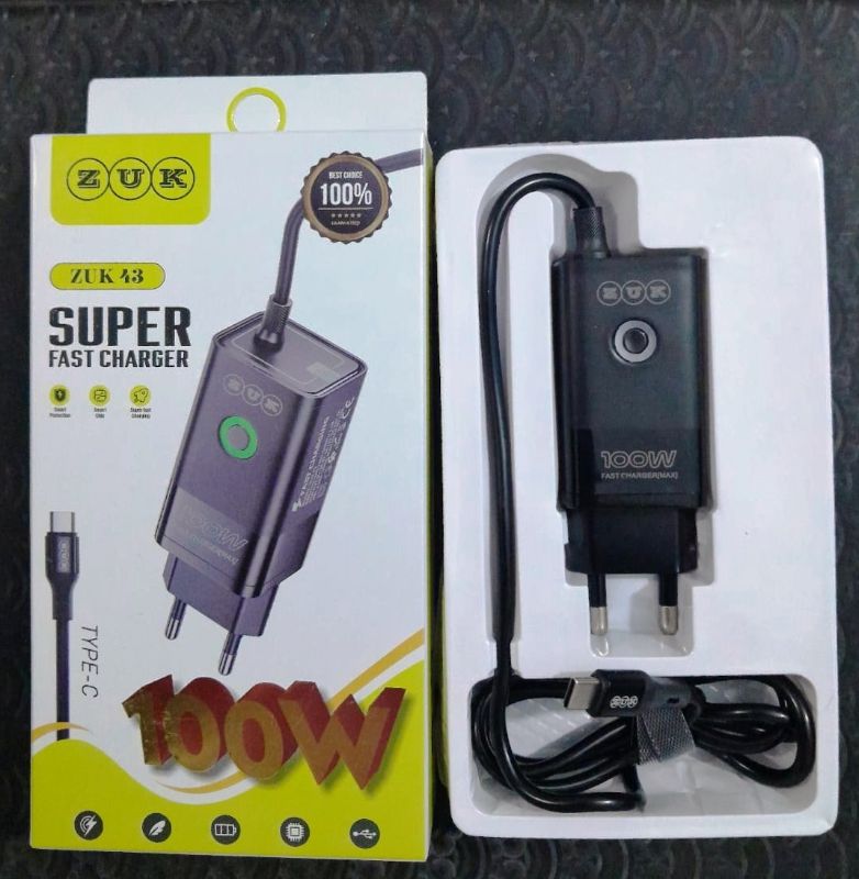 100W Super Fast Charger with Type-C Cable – PD & QC 3.0 Compatible