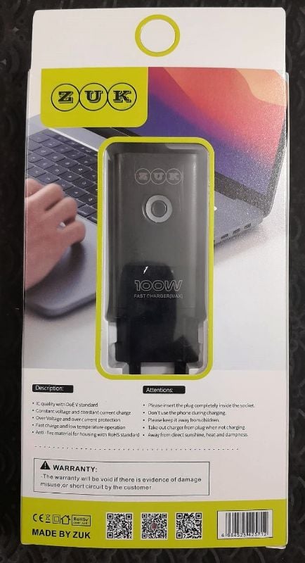 100W Super Fast Charger with Type-C Cable – PD & QC 3.0 Compatible