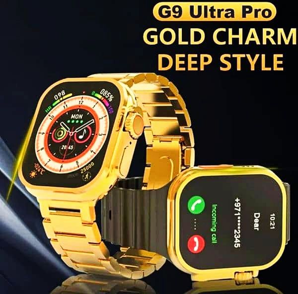 G9 Ultra Pro Smart Watch Golden Edition – Bluetooth Calling & NFC