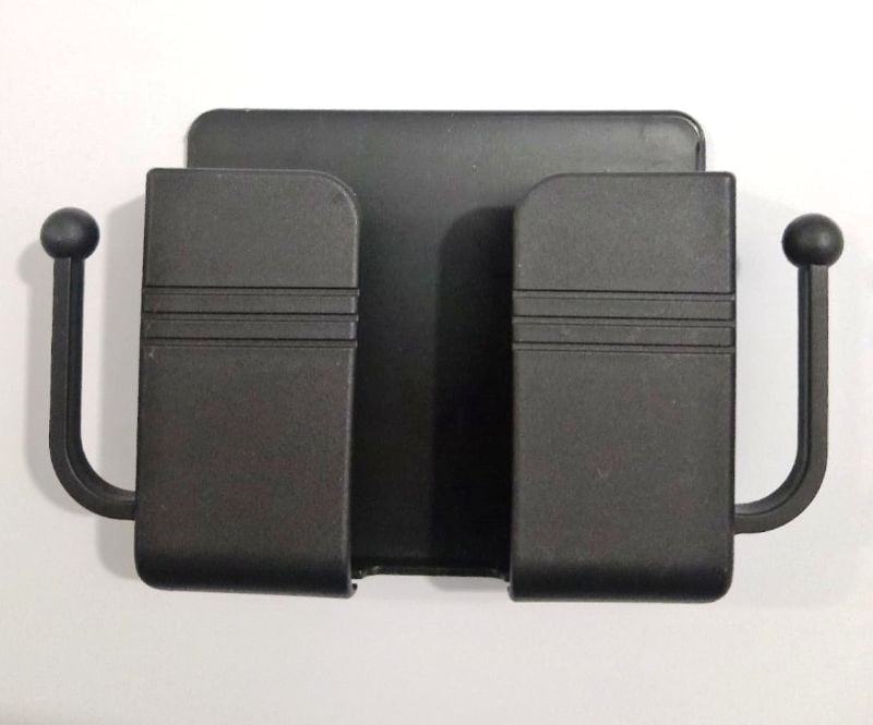 Wall-Mounted Mobile Holder with Dual Hooks – Strong Adhesive & Space Saving