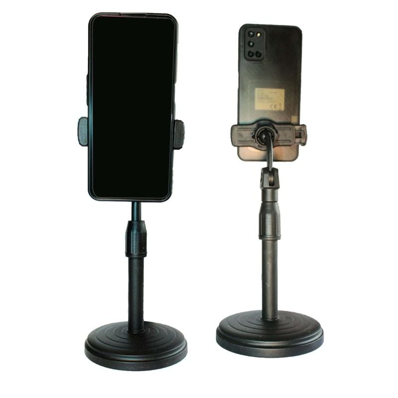 Adjustable 9.5 inches to 13 inches Table Mobile Phone Stand – 360° Rotatable & Extendable Desk Holder (Black)