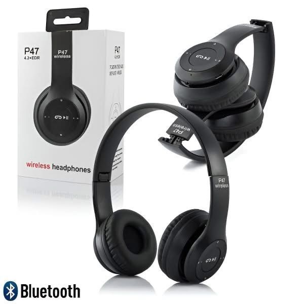 P47 Wireless Bluetooth Headphones – Deep Bass & Foldable Design