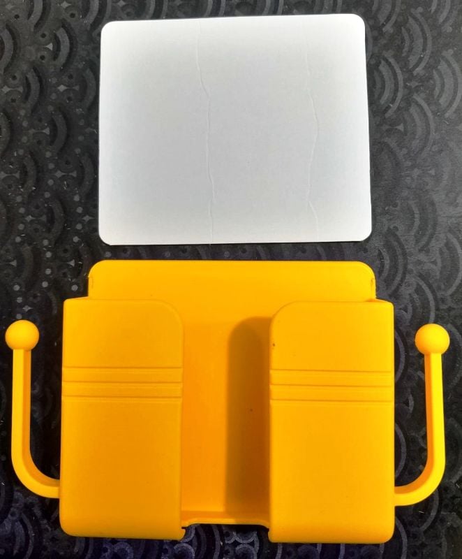 Wall-Mounted Mobile Holder with Dual Hooks – Strong Adhesive & Space Saving