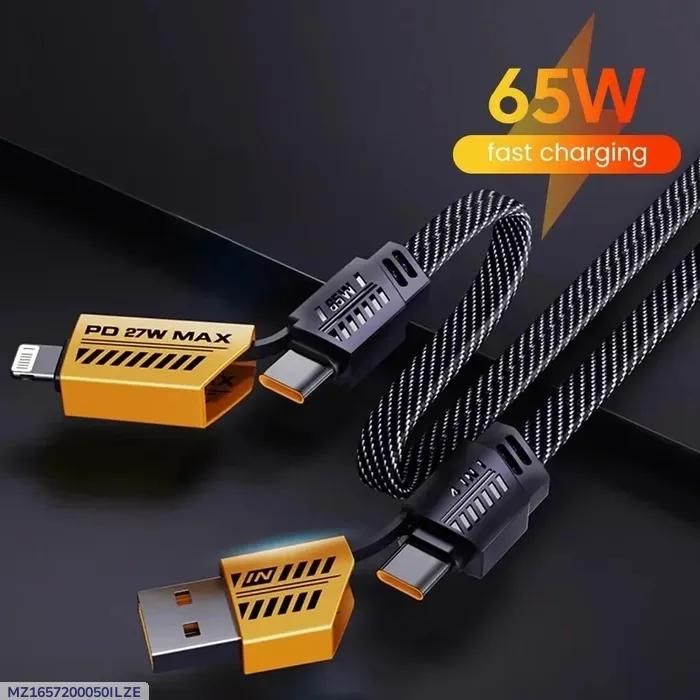 3 in 1 Charging Cable - 5000mAh Power for All Devices (Pack of 1)