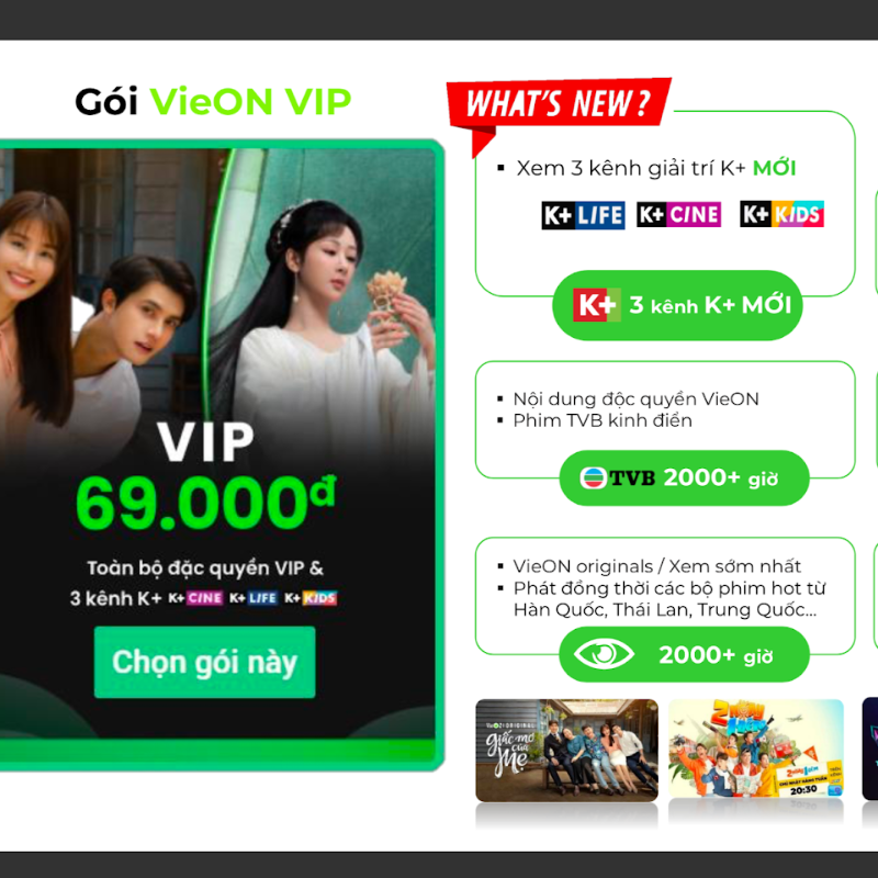 Vieon VIP chính chủ 6 tháng (bảo hành full)