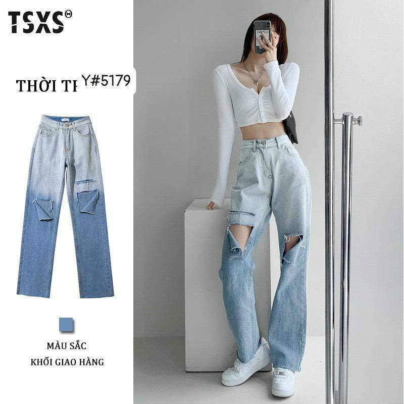 [FJ2643] Baggy jean nữ suông dài lưng cao