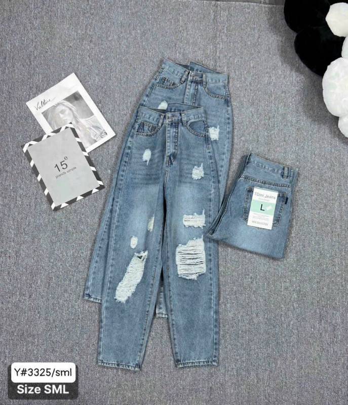 [FJ2654] Baggy jean nữ Cotton lưng cao