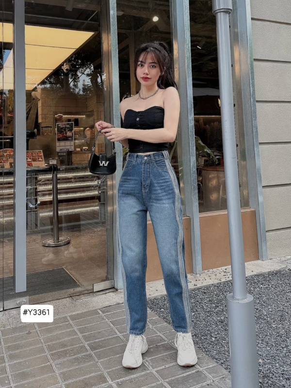 [FJ2656] Baggy jean nữ Cotton lưng cao