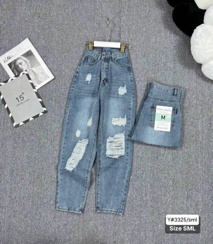 [FJ2654] Baggy jean nữ Cotton lưng cao