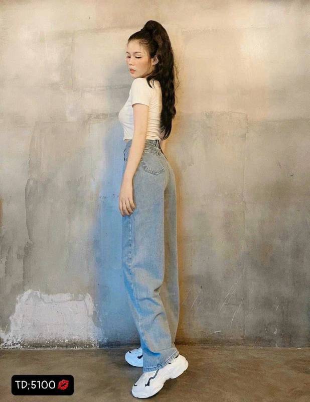 [FJ3030] Baggy Jean ống suông lưng cao