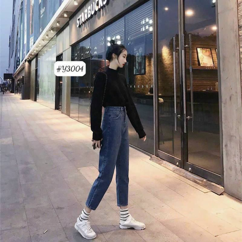 [FJ2648] Baggy jean nữ Cotton lưng cao