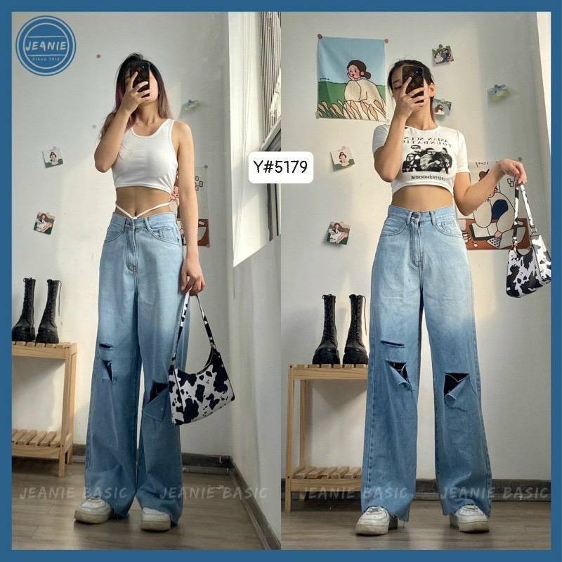 [FJ2643] Baggy jean nữ suông dài lưng cao