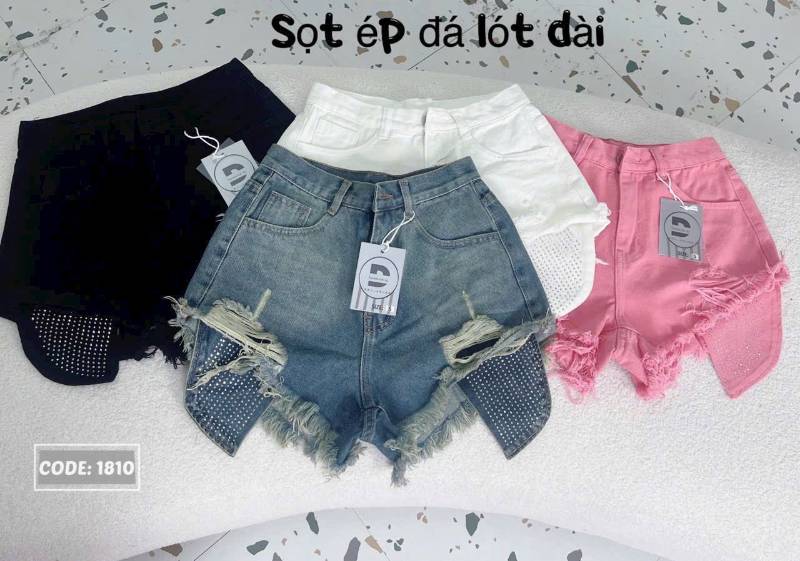 [FJ2911] Short jean rách kiểu xé lai đính đá - HÀNG VNXK