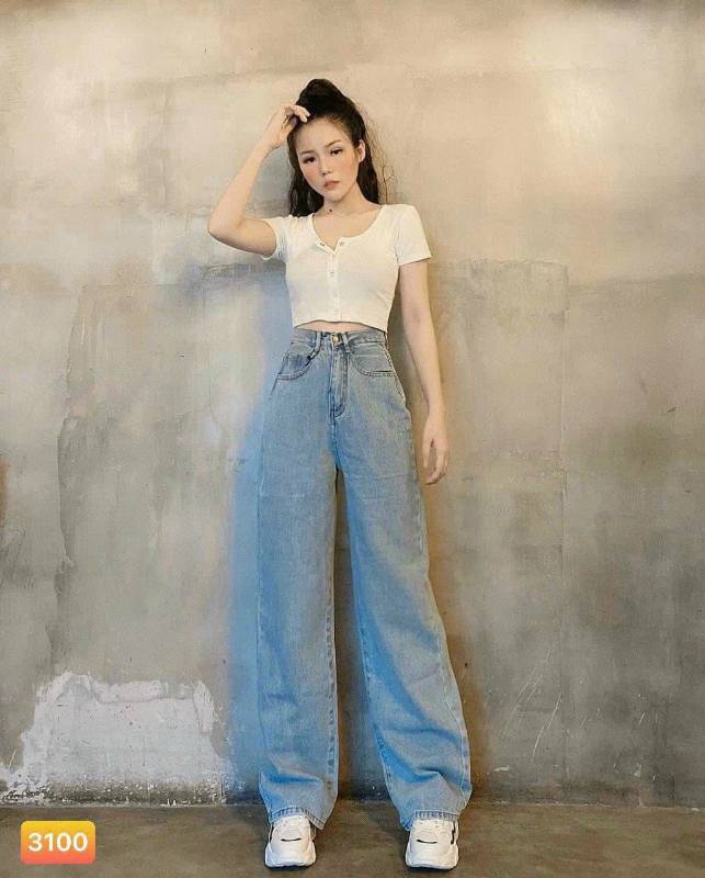 [FJ3030] Baggy Jean ống suông lưng cao