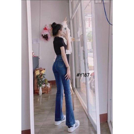 [FJ2870] Jean nữ cotton lưng cao ống loe - Hàng cao cấp VNXK