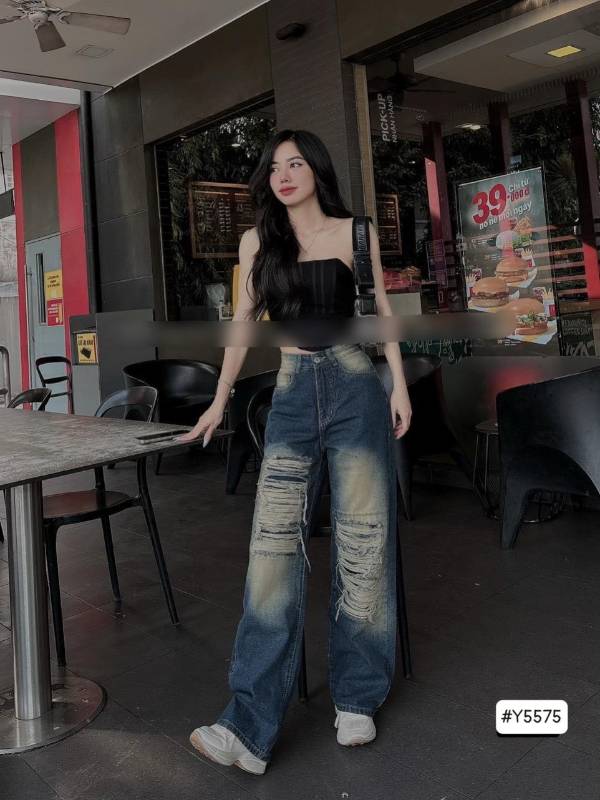 [FJ2646] Baggy jean nữ suông dài lưng cao