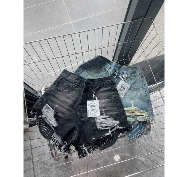 [FJ2911] Short jean rách kiểu xé lai đính đá - HÀNG VNXK