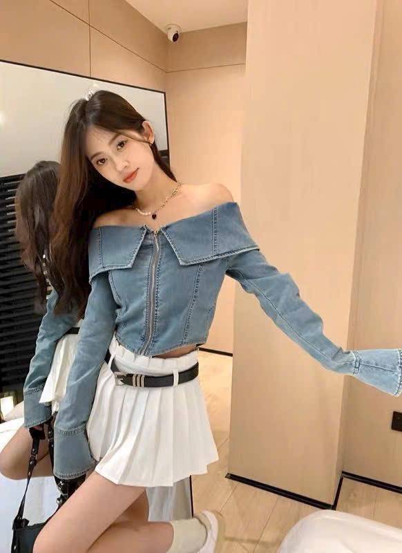 [FJ2987] Áo jean trễ vai hot trend mặc được 2 kiểu