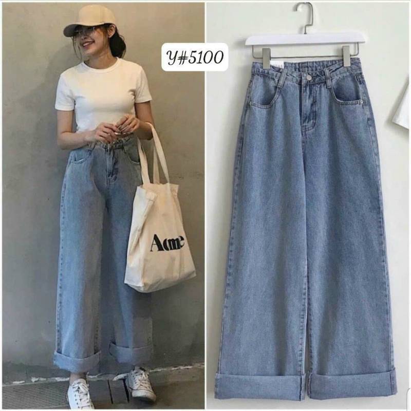 [FJ3030] Baggy Jean ống suông lưng cao