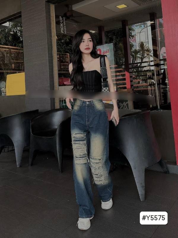 [FJ2646] Baggy jean nữ suông dài lưng cao