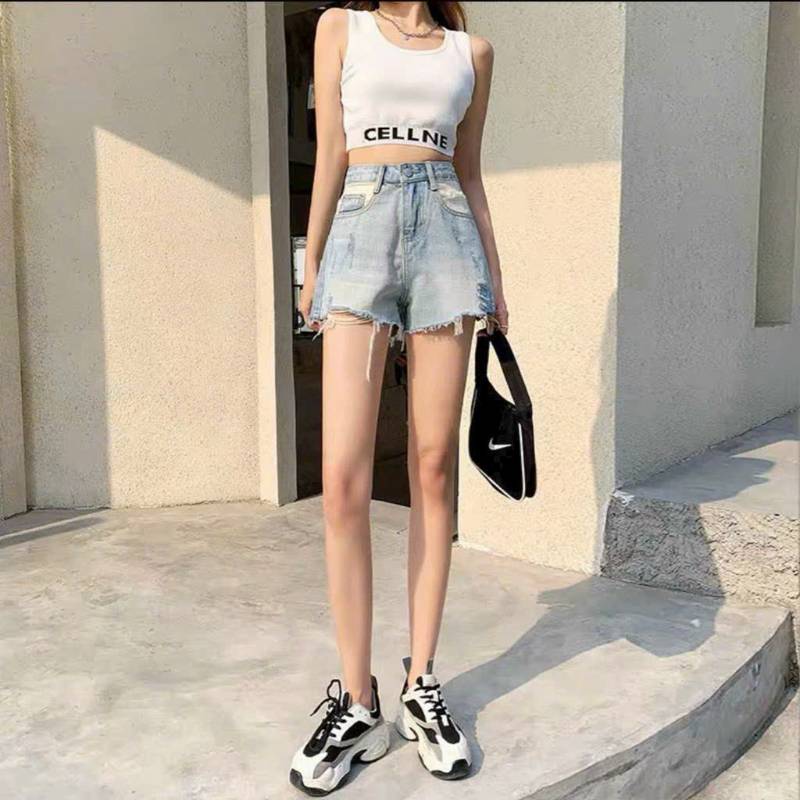 [FJ2906] Short jean nữ lai tua rách kiểu túi phối