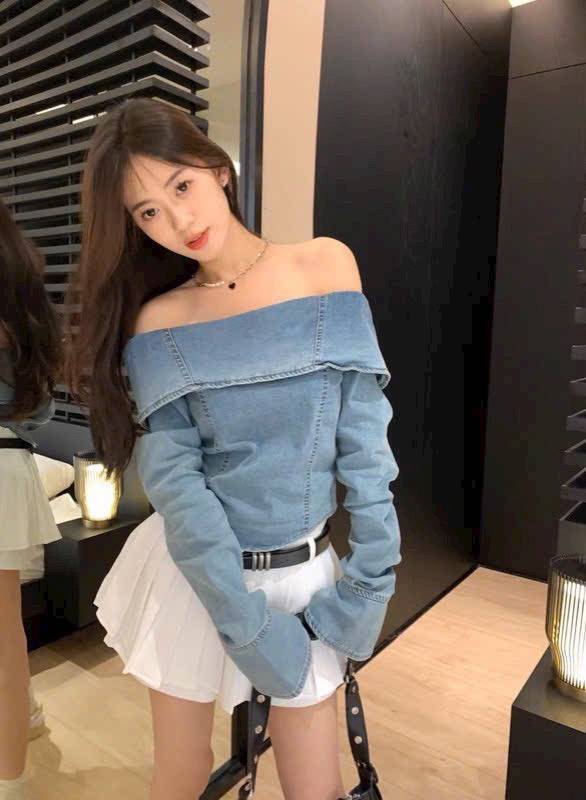 [FJ2987] Áo jean trễ vai hot trend mặc được 2 kiểu