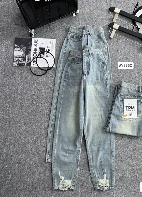 [FJ2649] Baggy jean nữ Cotton lưng cao