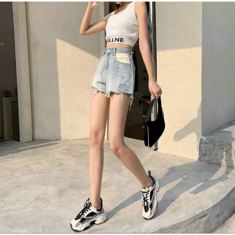 [FJ2906] Short jean nữ lai tua rách kiểu túi phối