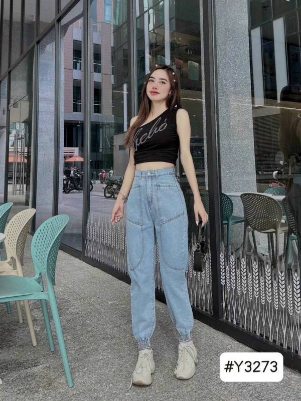 [FJ2653] Baggy jean nữ Cotton lưng cao