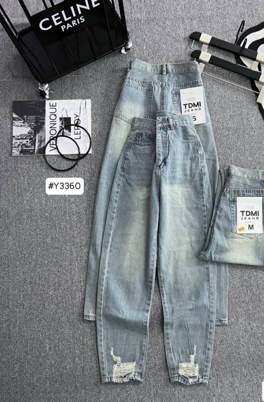 [FJ2649] Baggy jean nữ Cotton lưng cao