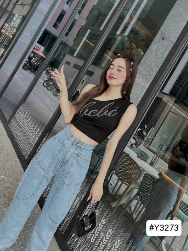 [FJ2653] Baggy jean nữ Cotton lưng cao