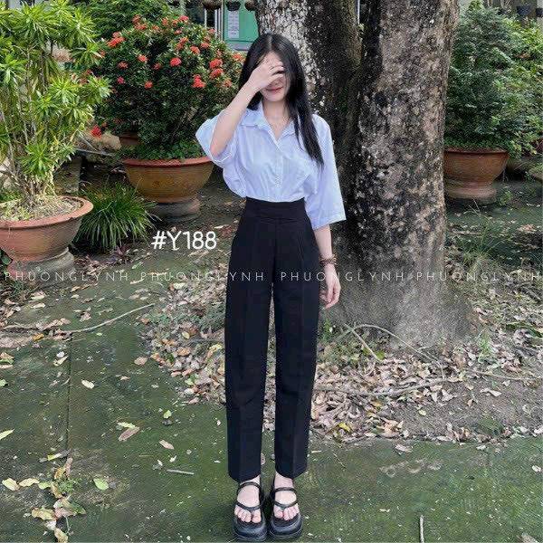 [FJ2755] Quần tây baggy lưng cao