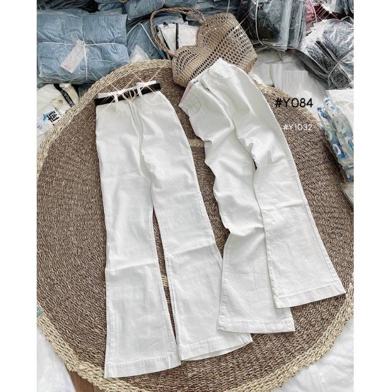 [FJ3025] Jean nữ cotton lưng cao ống loe - Hàng cao cấp VNXK