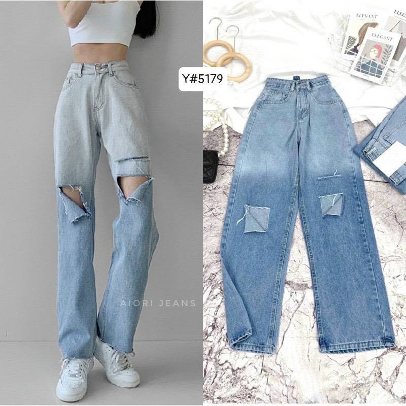 [FJ2643] Baggy jean nữ suông dài lưng cao