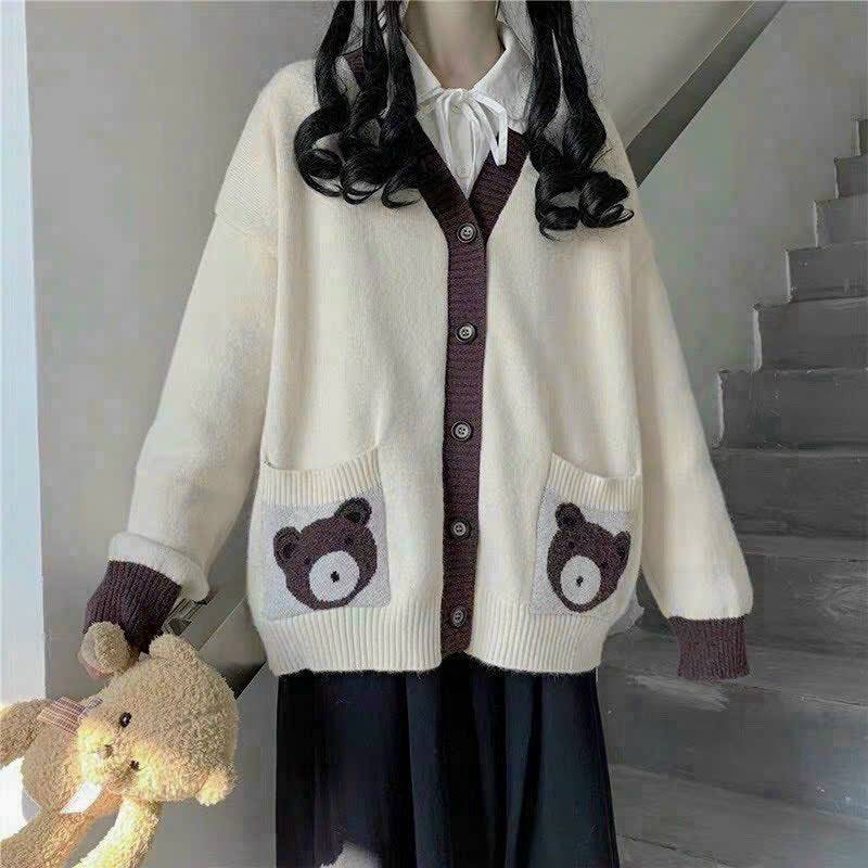 [FJ2596] Khoác nỉ Bear Cardigan