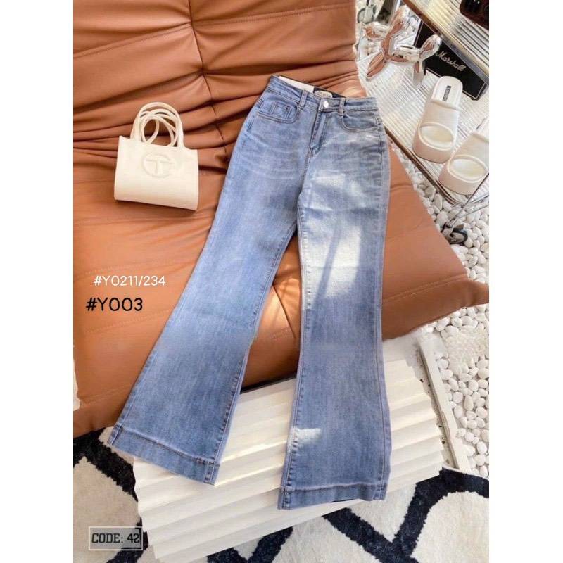 [FJ3026] Jean nữ cotton lưng cao ống loe - Hàng cao cấp VNXK