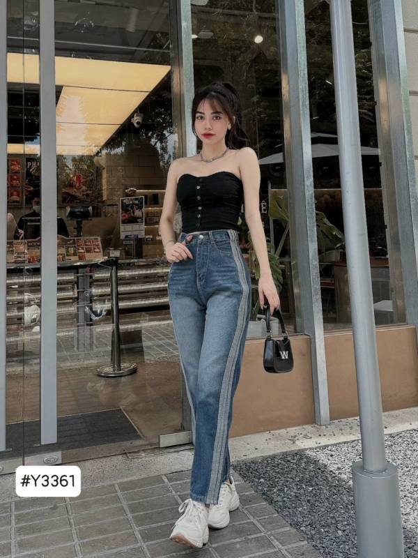 [FJ2656] Baggy jean nữ Cotton lưng cao