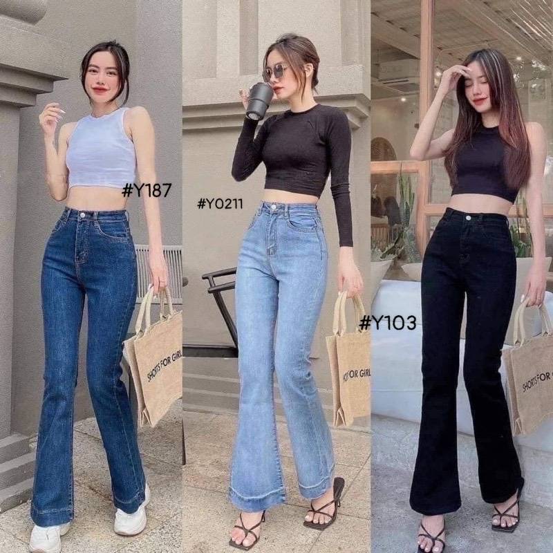 [FJ2870] Jean nữ cotton lưng cao ống loe - Hàng cao cấp VNXK