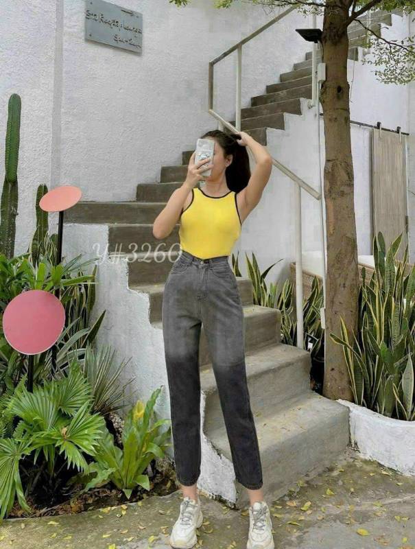 [FJ2650] Baggy jean nữ Cotton lưng cao