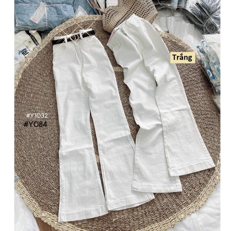 [FJ3025] Jean nữ cotton lưng cao ống loe - Hàng cao cấp VNXK