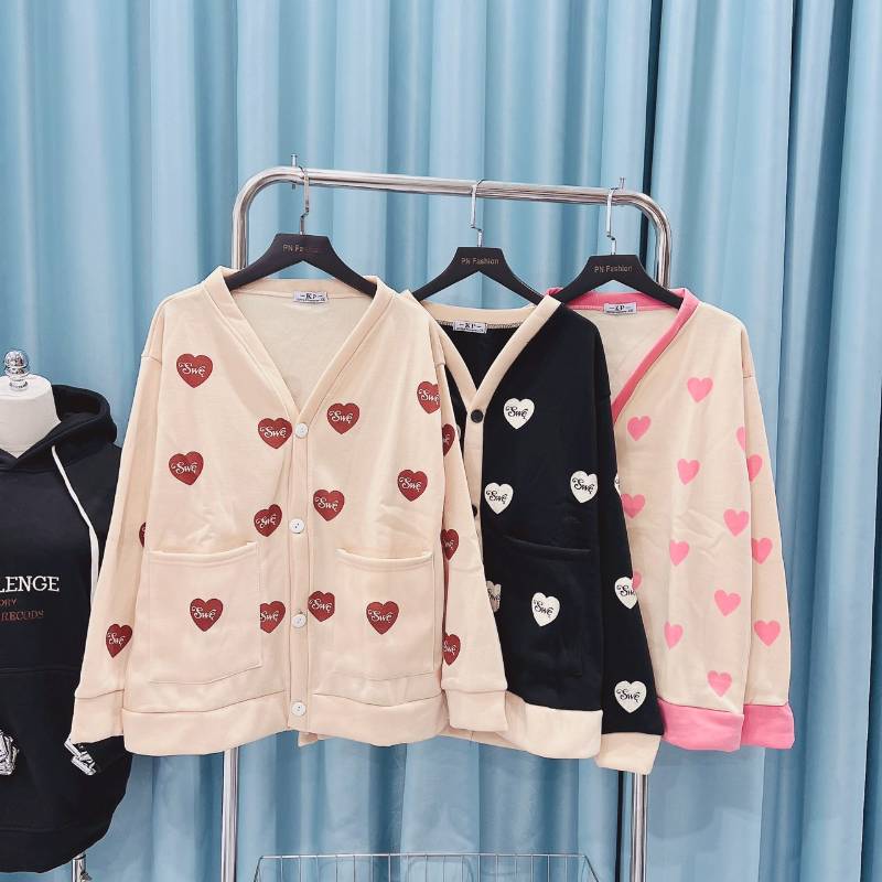 [FJ2589] Khoác nỉ Heart Cardigan