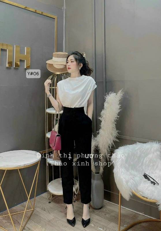 [FJ2764] Quần tây baggy lưng cao hai nút bọc