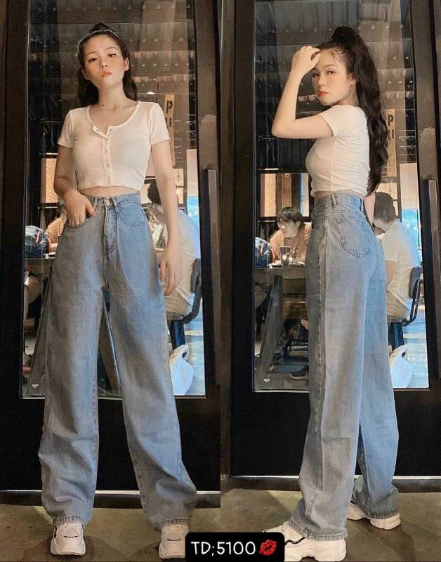 [FJ2642] Baggy jean nữ suông dài lưng cao