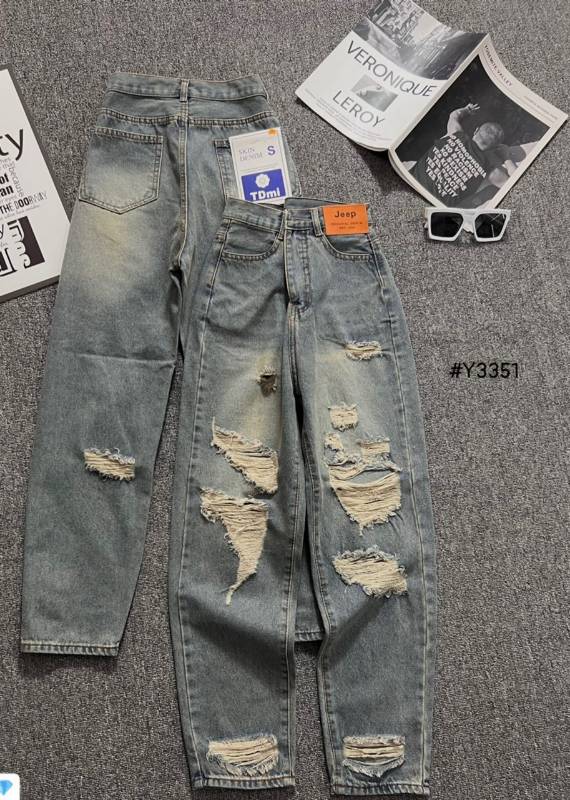 [FJ2655] Baggy jean nữ Cotton lưng cao