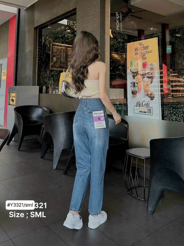 [FJ2652] Baggy jean nữ Cotton lưng cao