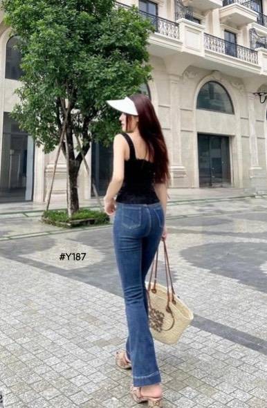 [FJ2870] Jean nữ cotton lưng cao ống loe - Hàng cao cấp VNXK