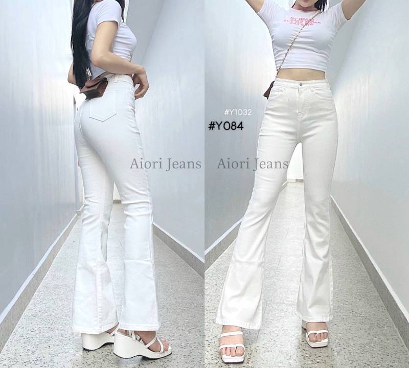 [FJ3025] Jean nữ cotton lưng cao ống loe - Hàng cao cấp VNXK