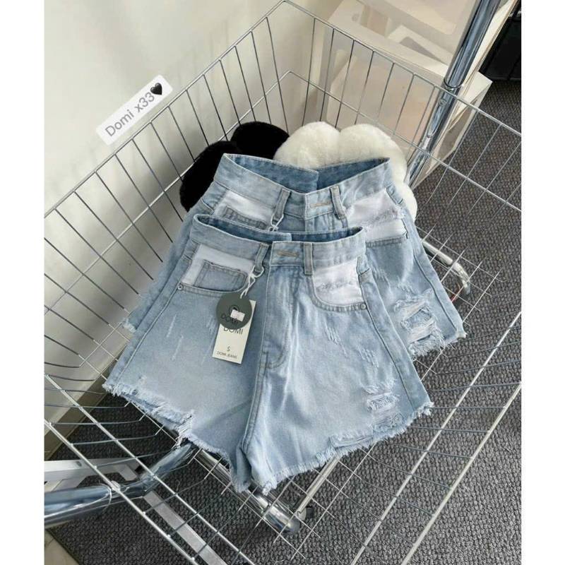 [FJ2906] Short jean nữ lai tua rách kiểu túi phối