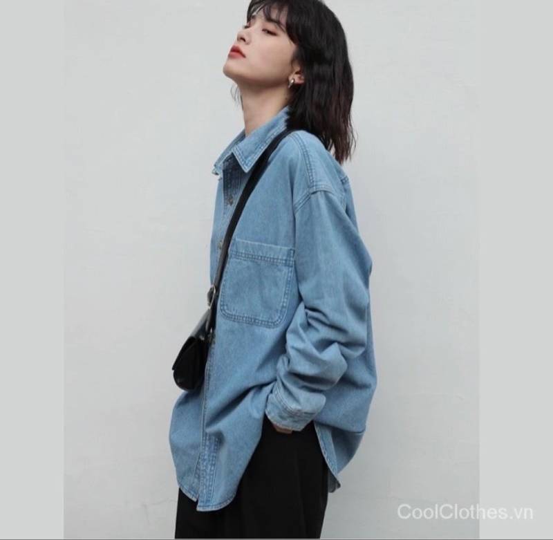 [FJ3001] Sơmi jean XK tay dài phong cách Ulzzang