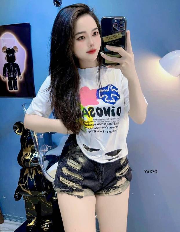 [FJ2912] Short jean nữ rách kiểu chỉ phối - HÀNG VNXK